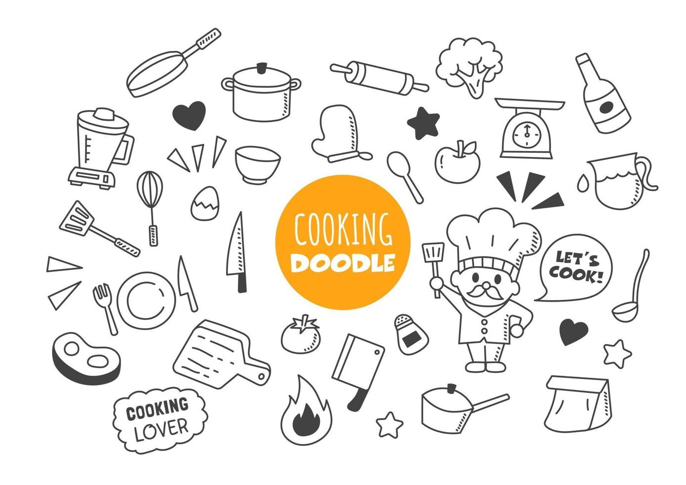 cocina kawaii doodle vector