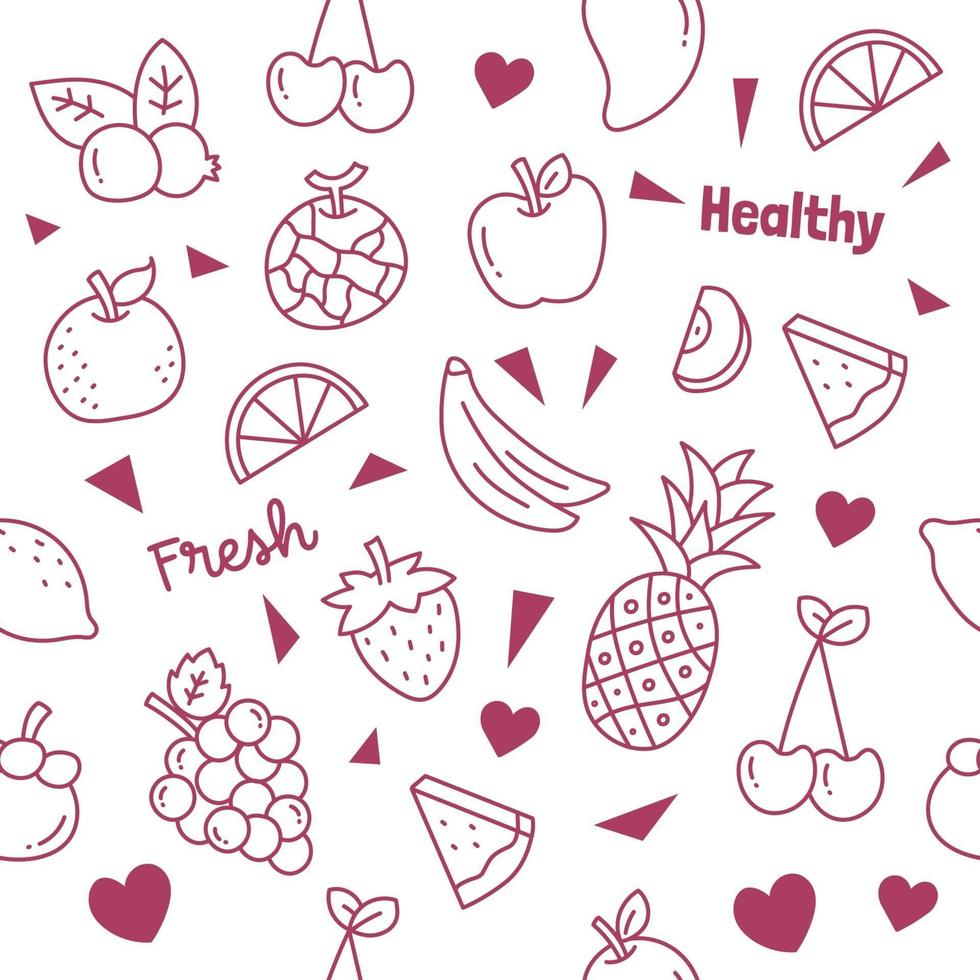 fruits doodle seamless pattern vector