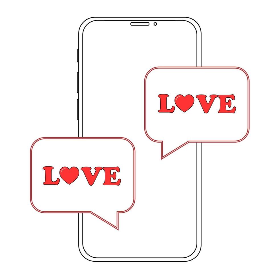 Ilustración simple de teléfono con icono de corazón para st. día de San Valentín vector