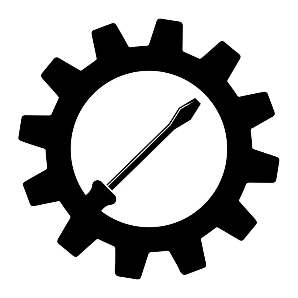 Slotted common blade screwdriver in gear. Illustration icon for apps and websites vector