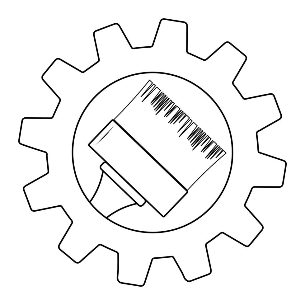 pincel en el icono de engranaje símbolo plano popular y simple para web y gráfico, aplicación móvil, logotipo. icono de vector de pincel de pintura aislado sobre fondo blanco