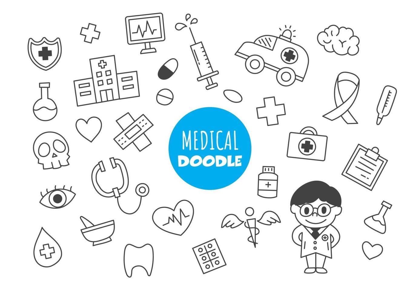 medical kawaii doodle vector