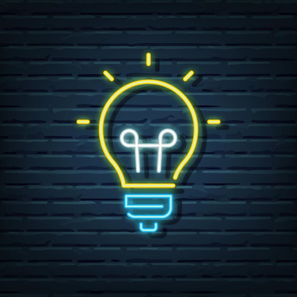 light bulb neon sign vector