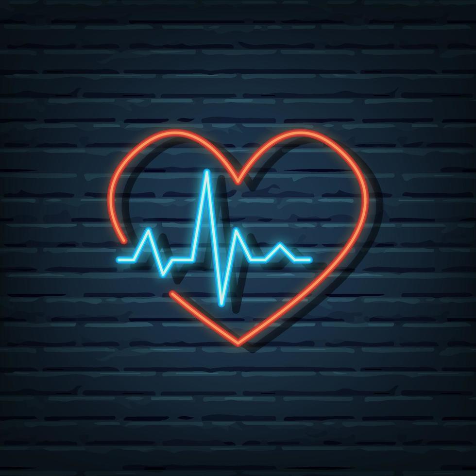 heart pulse rate neon sign vector