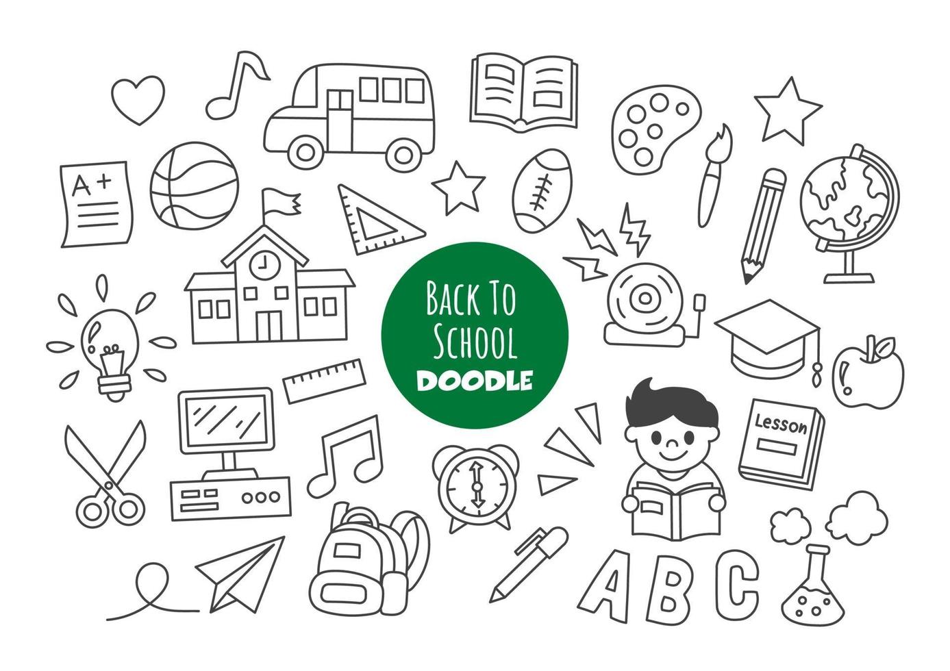 back to school kawaii doodle vector