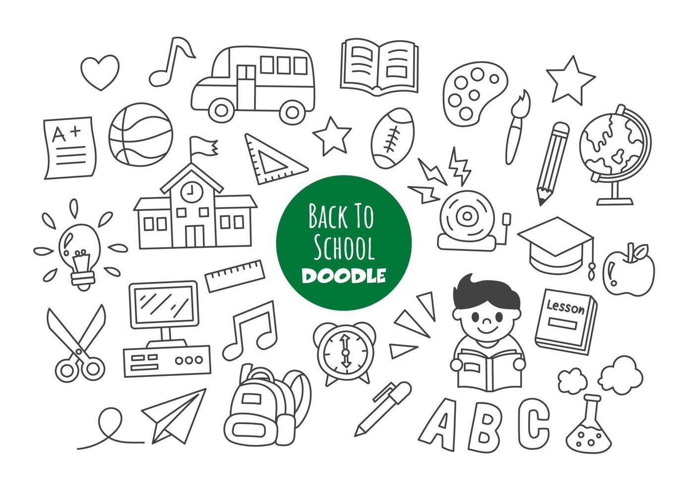 regreso a la escuela kawaii doodle vector