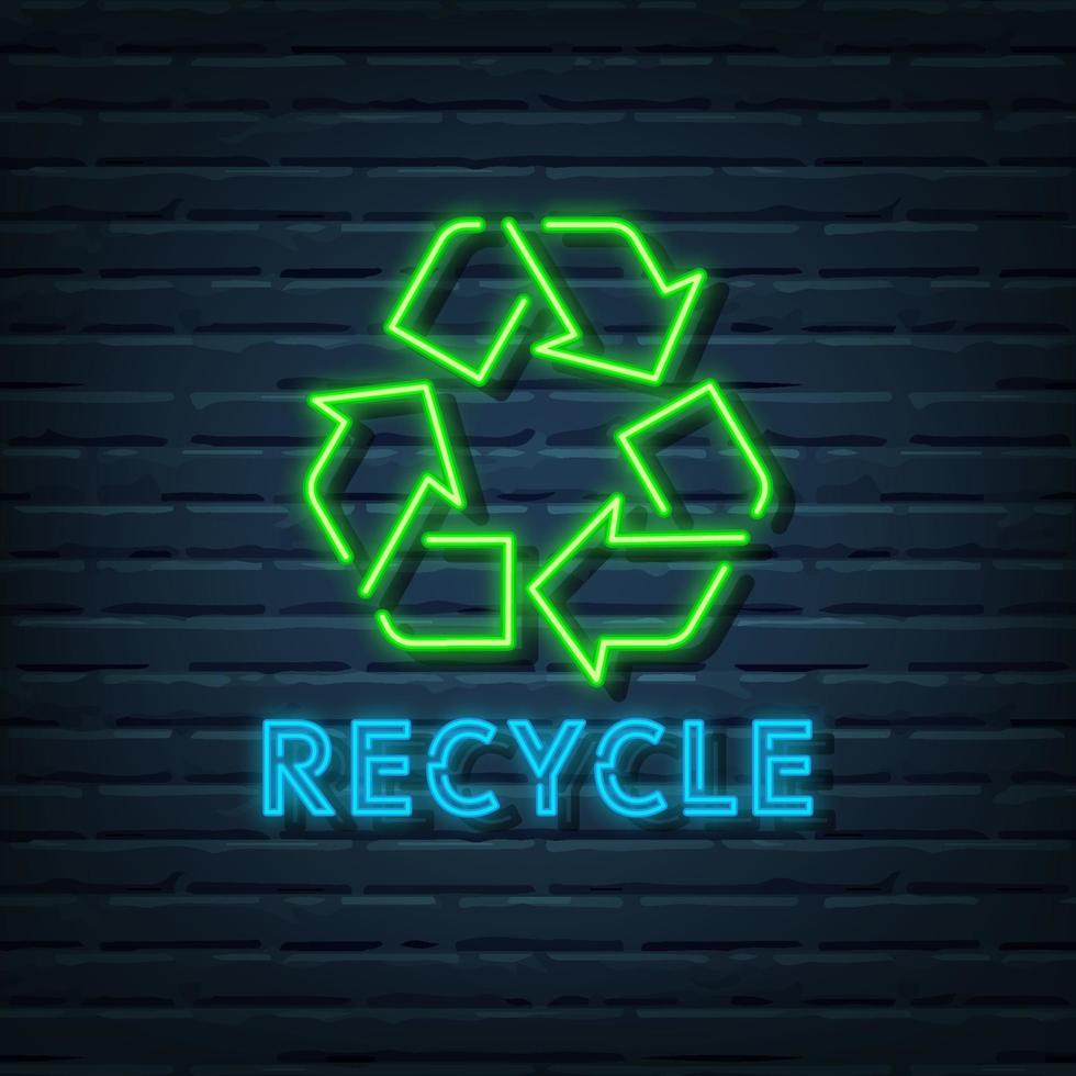 recycle neon sign vector