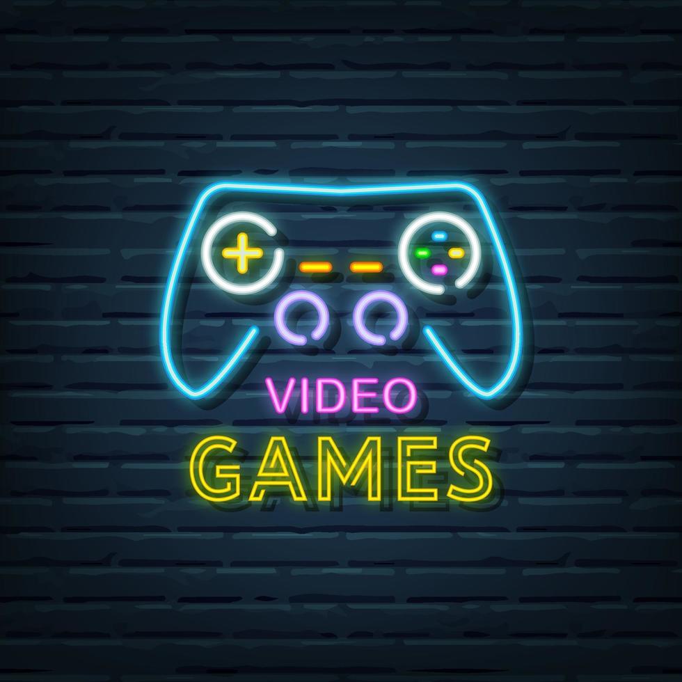 video games neon sign vector