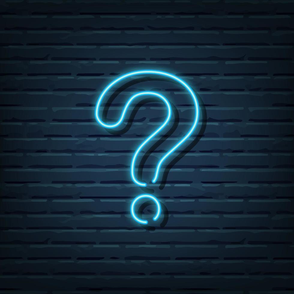 question mark neon sign vector