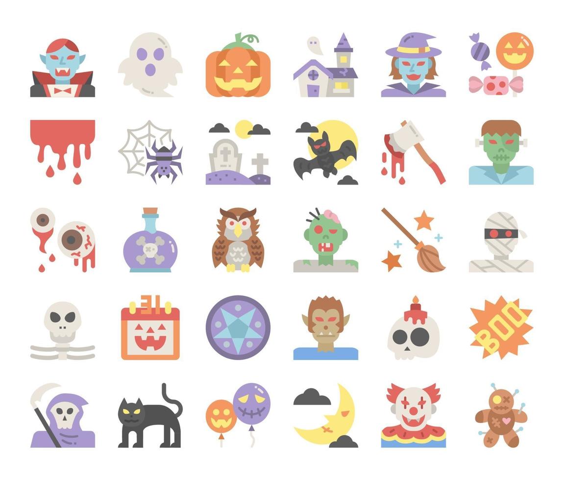 happy halloween flat vector icons