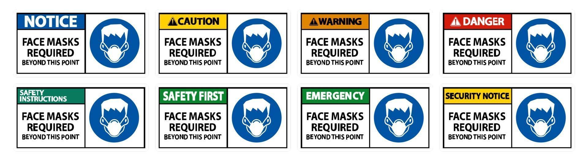 Face Masks Required Beyond This Point Sign Isolate On White Background vector