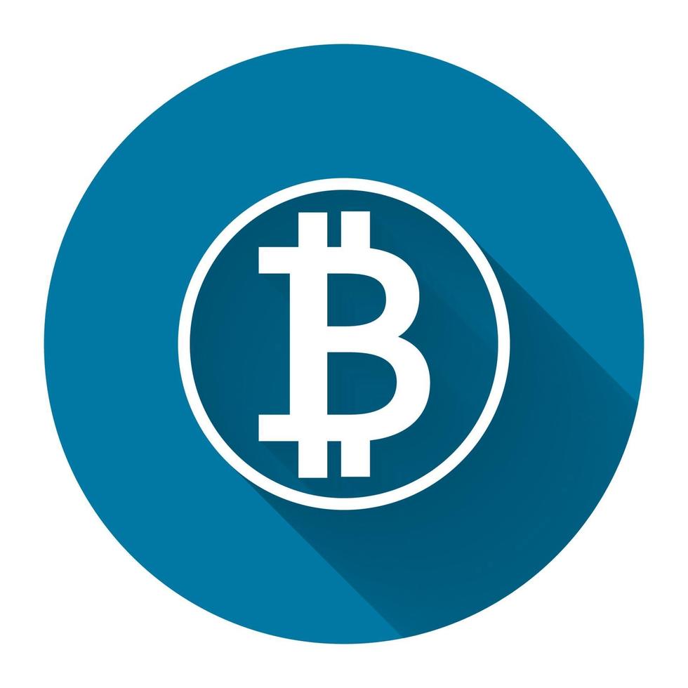 symbol coin bitcoin white icon with long shadow black,Simple design style.vector illustration vector