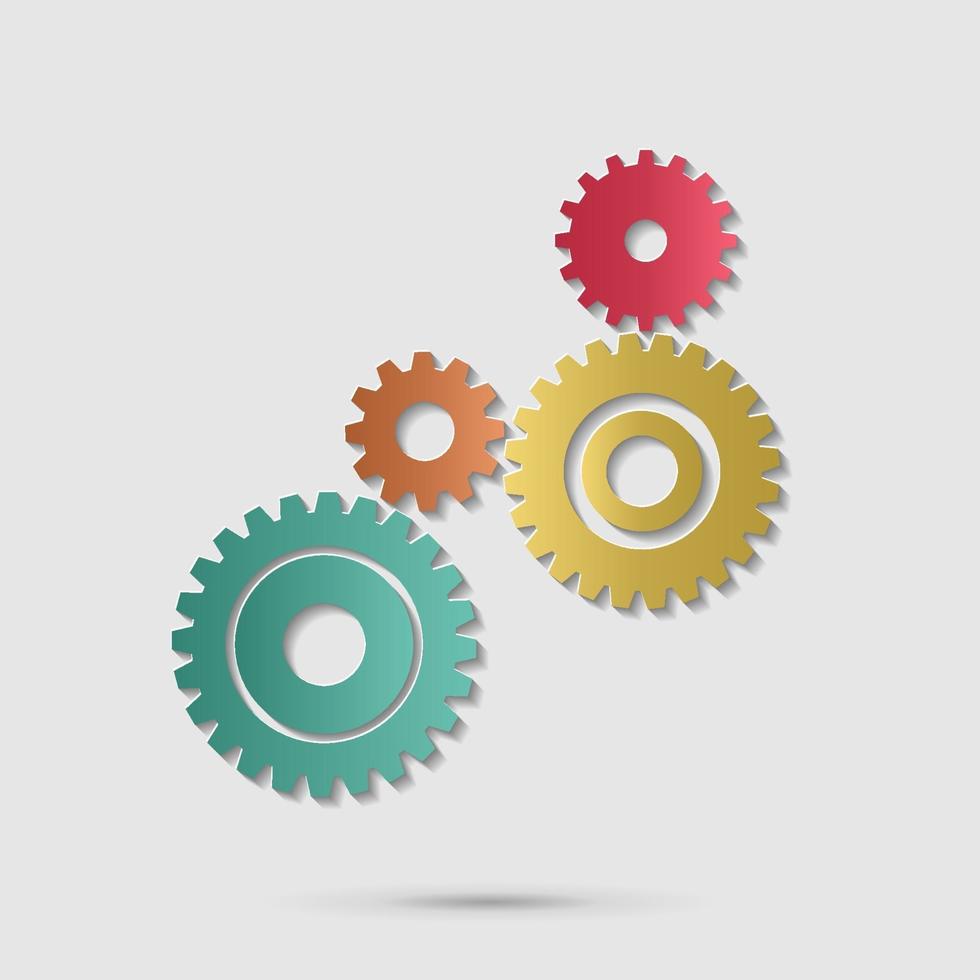 Abstract Color gear beautiful,four pieces gears set icon on background.Vector illustration vector