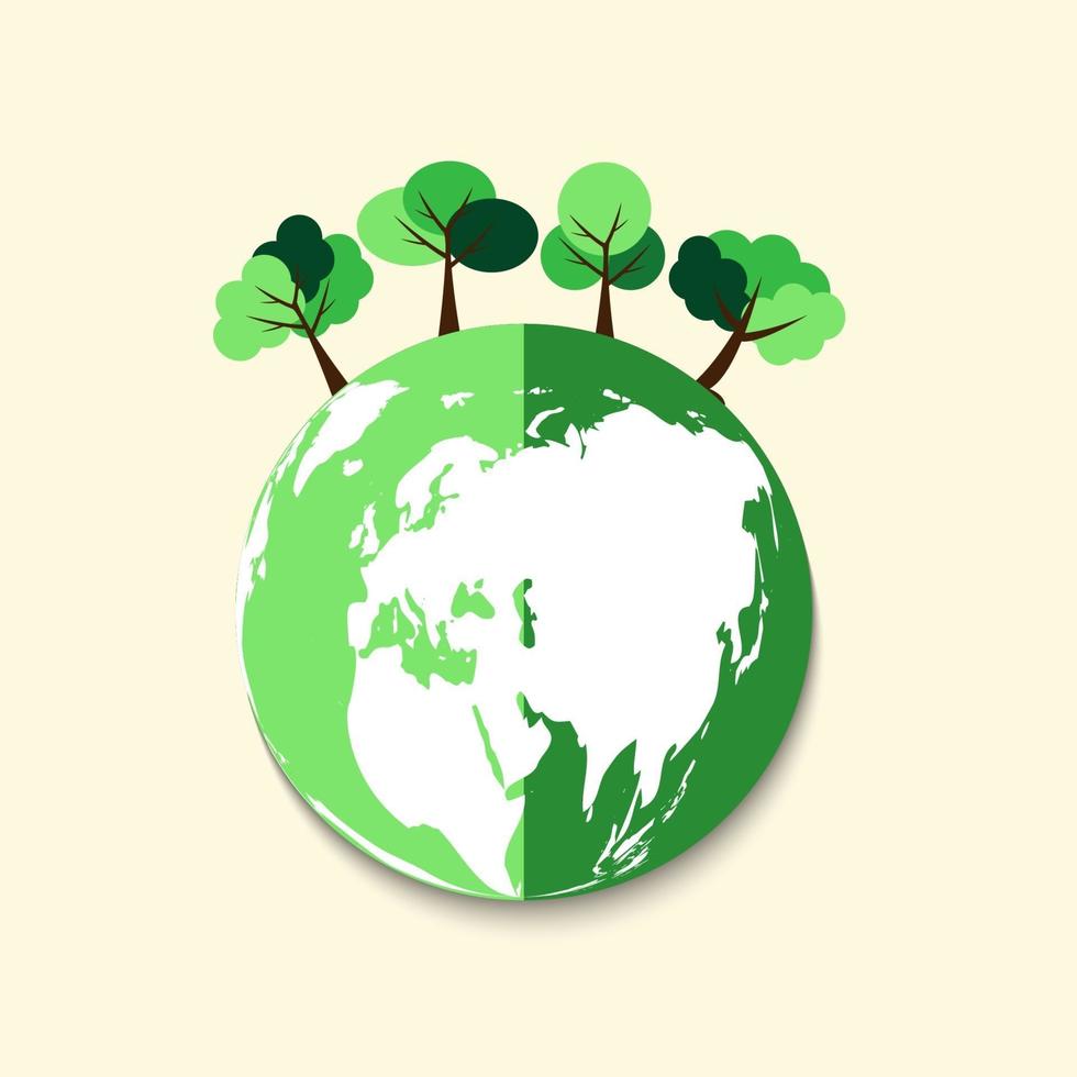 Ecology.Green cities help the world with eco-friendly concept idea.with globe and tree background.vector illustration vector