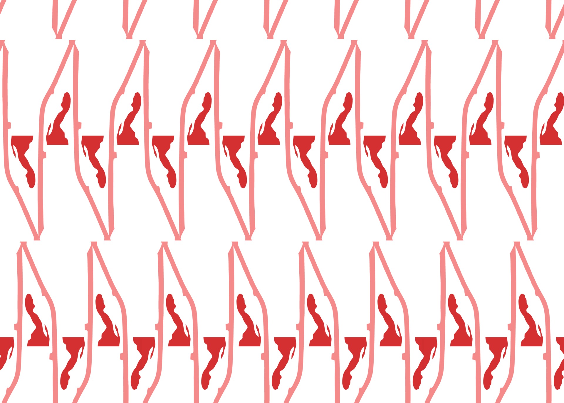 Vector texture background, seamless pattern. Hand drawn, red, white