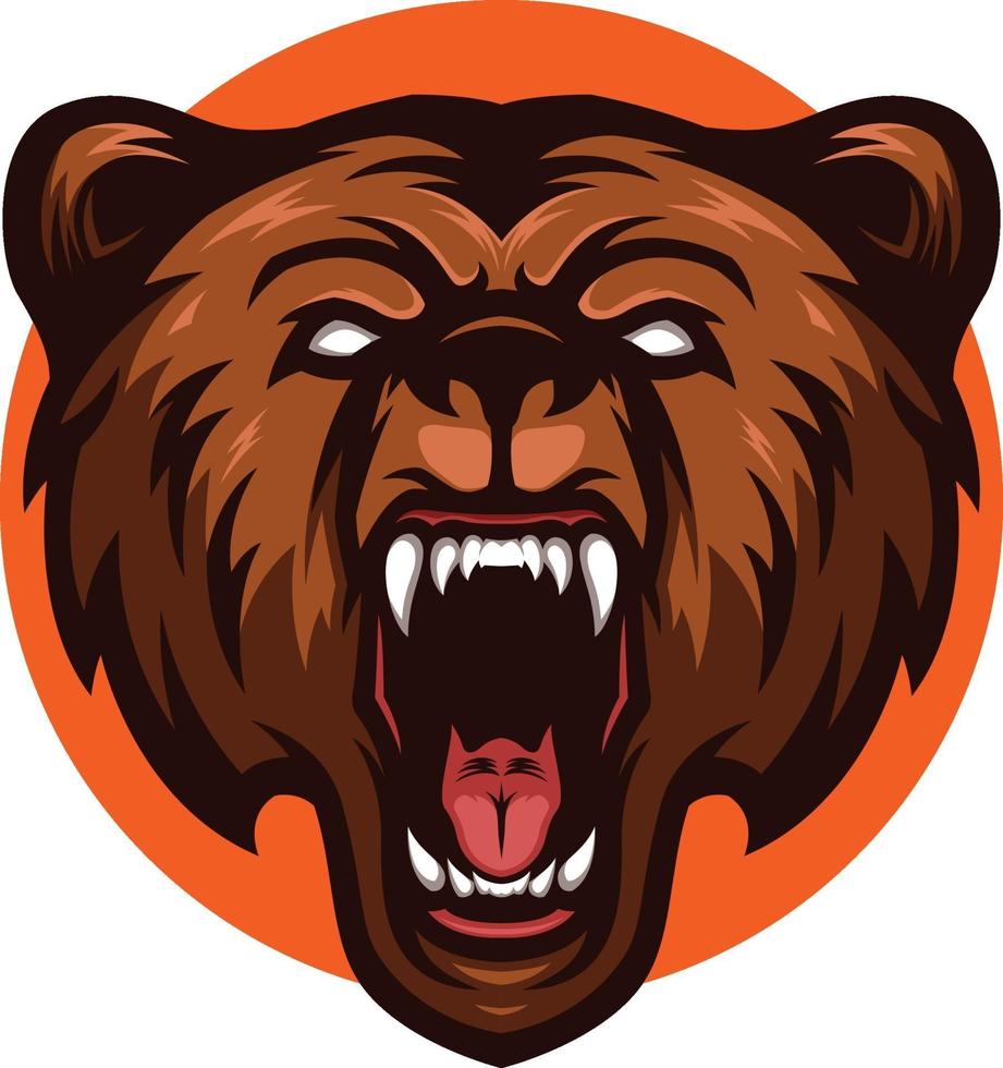 illustration of angry brown bear grizzly head mascot vector