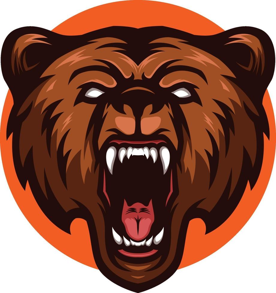 illustration of angry brown bear grizzly head mascot vector