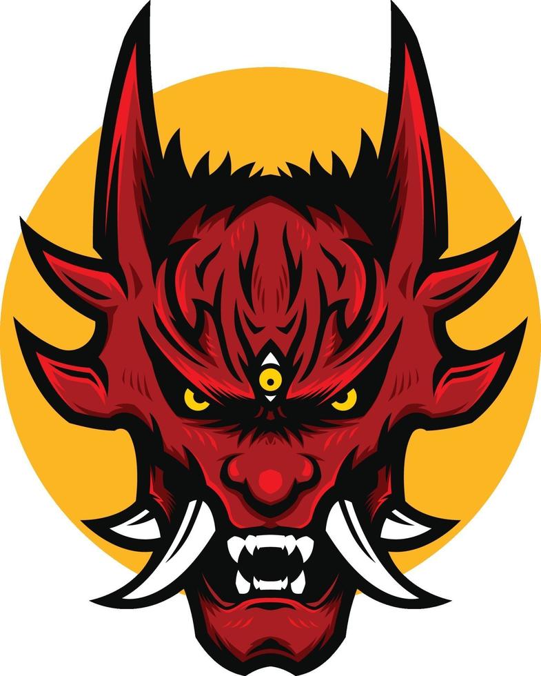 illustration of angry red devil head mascot vector