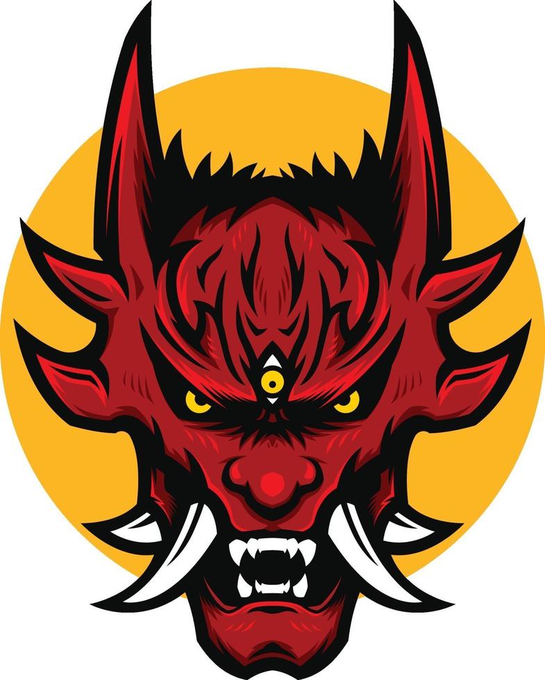 illustration of angry red devil head mascot vector