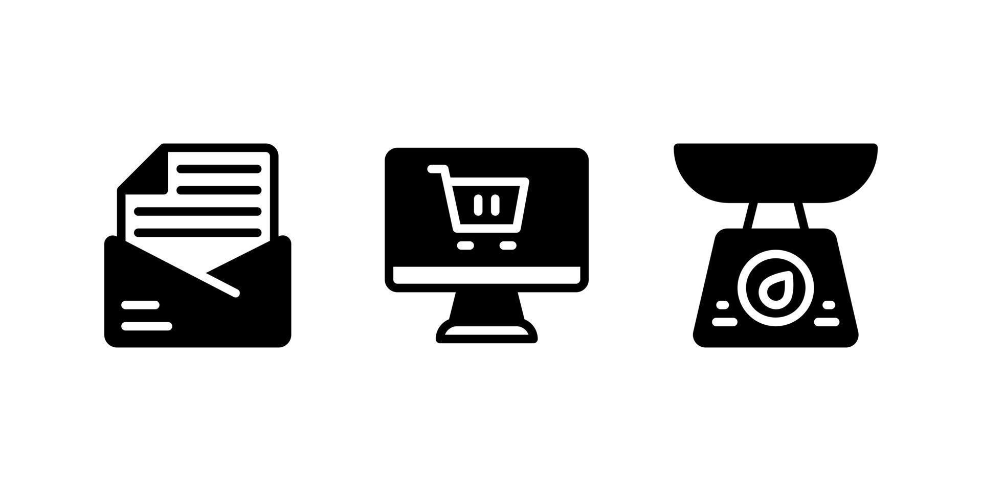 newsletter, shopping online, weighing scale glyph icon vector