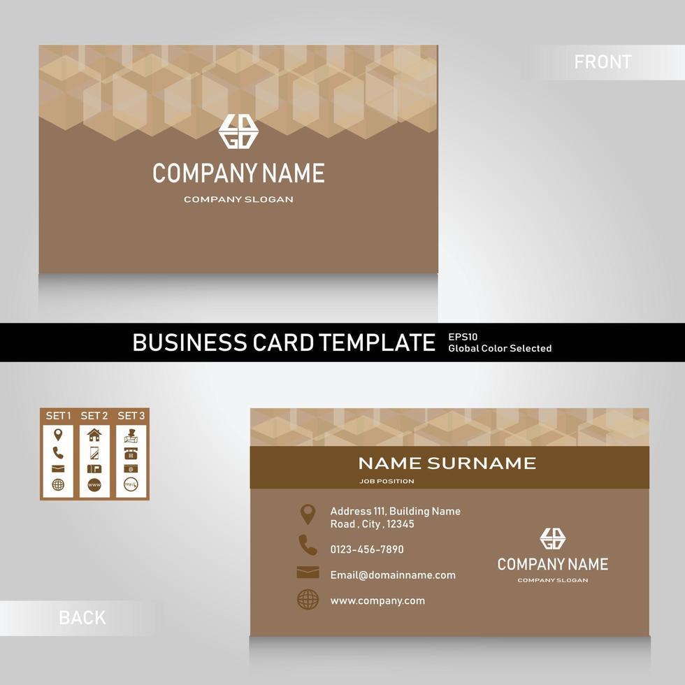 Brown modern name and business card template Bundle with 3 icon set vector