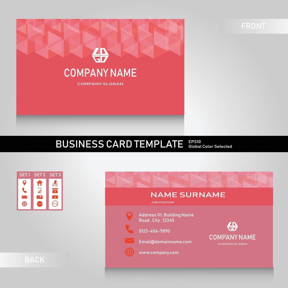 Pink modern name and business card template Bundle with 3 icon set vector