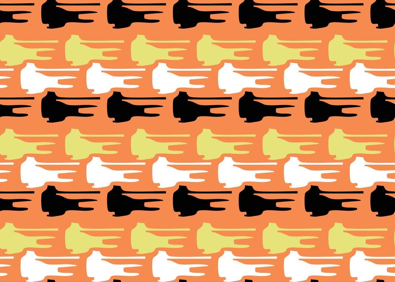 Vector texture background, seamless pattern. Hand drawn, orange, yellow, black, white colors.