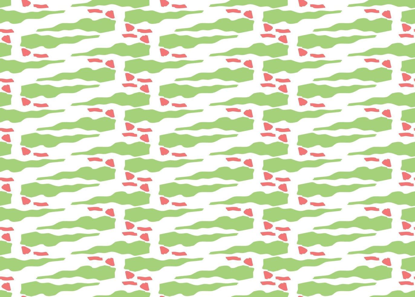 Vector texture background, seamless pattern. Hand drawn, green, red, white colors.