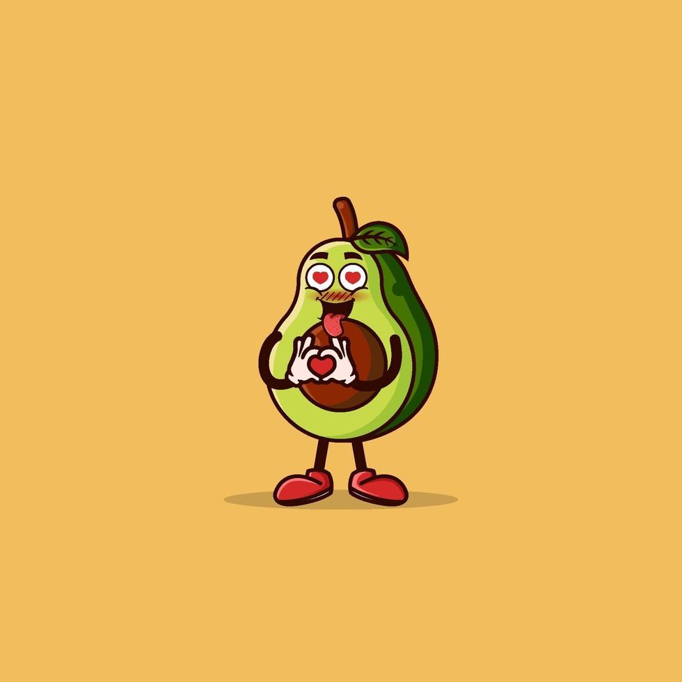 Cute Avocado character with love hand gesture vector