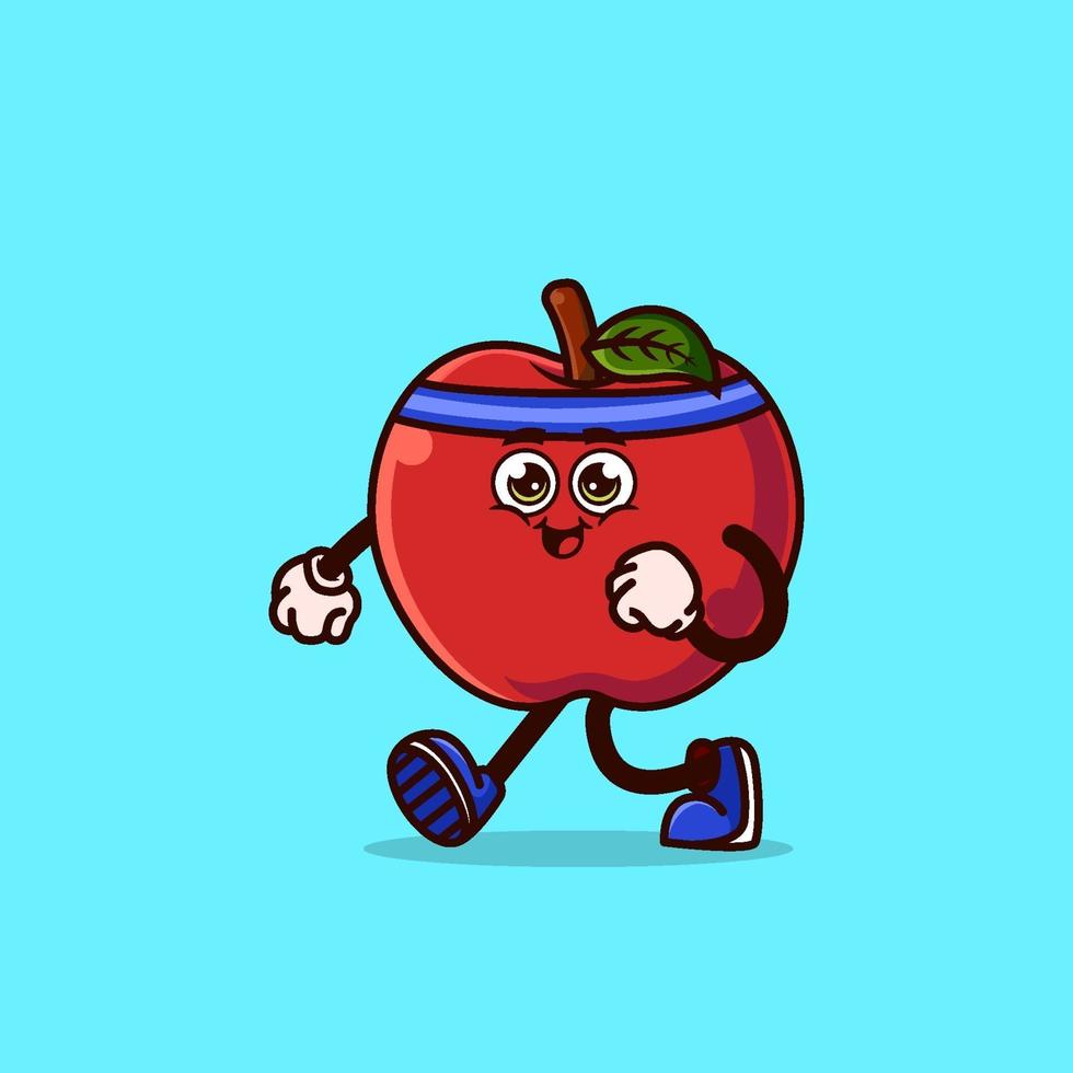 Cute Apple character jogging vector
