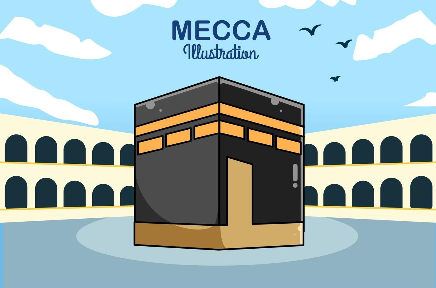 Mecca at ramadan kareem icon cartoon illustration vector