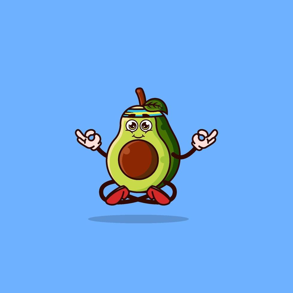 Cute Avocado character meditating vector