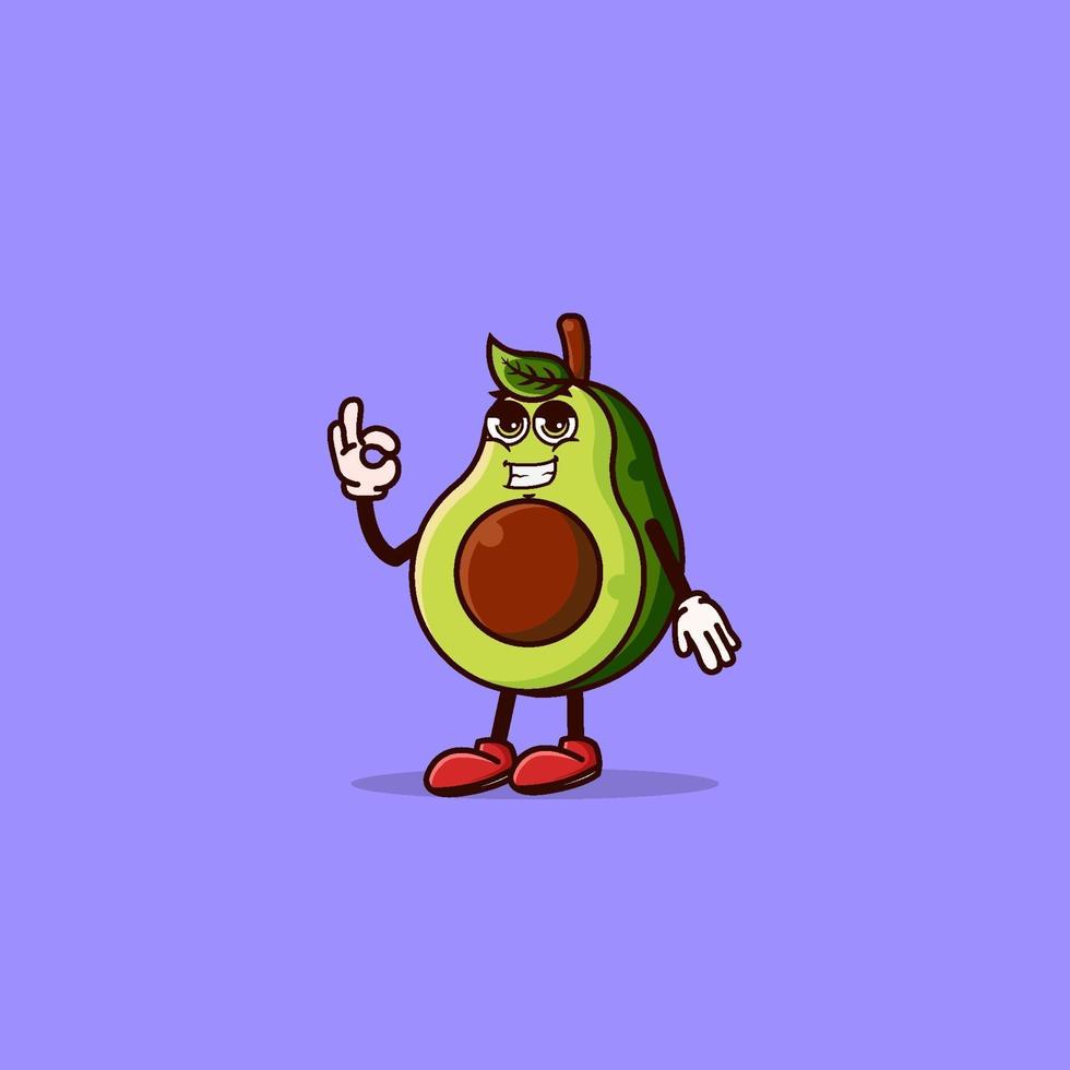Cool avocado character showing ok gesture vector