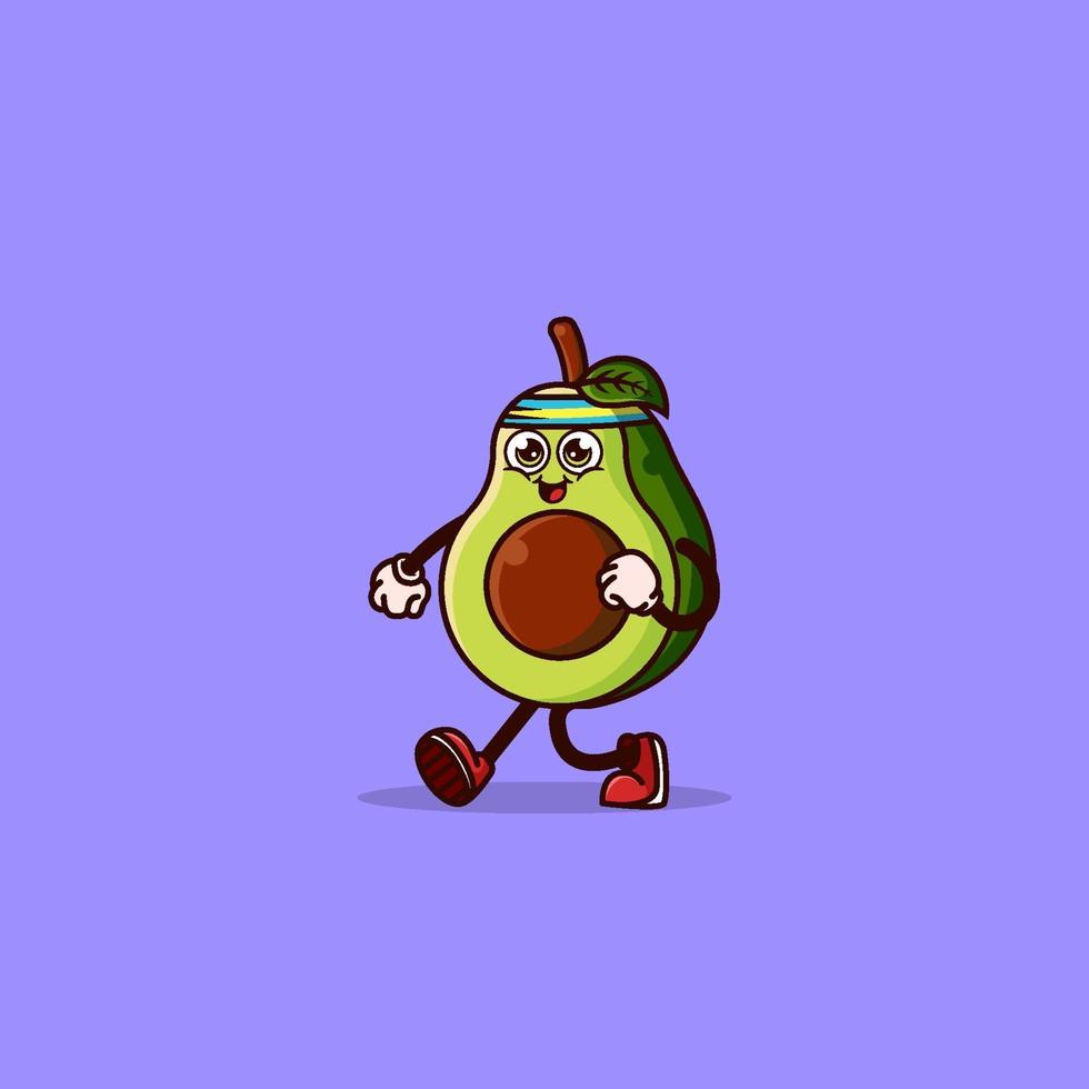 Cute Avocado character jogging vector