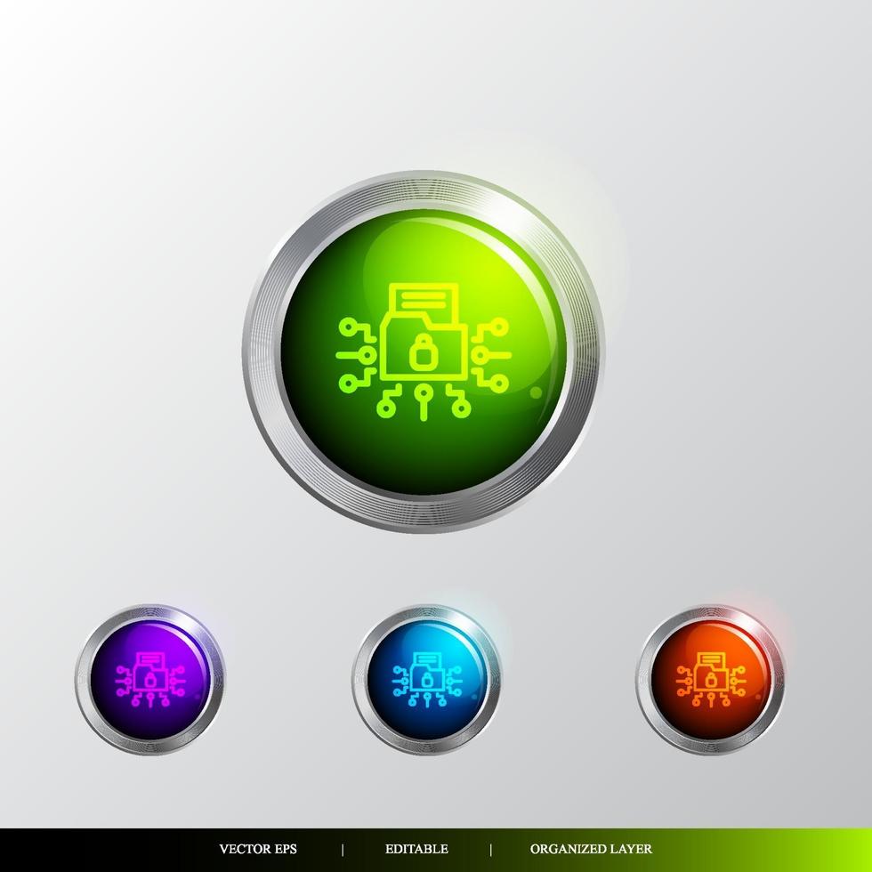 3D Button Folder locked icon. vector