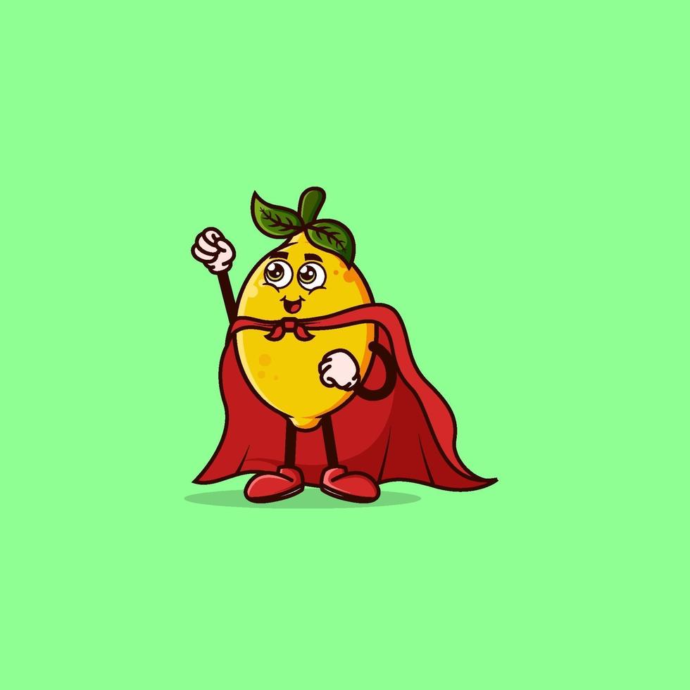 Cute Lemon character with Super hero costume vector