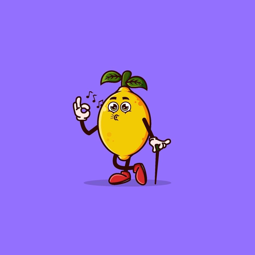 Cute Lemon character with okay gesture and whistling vector