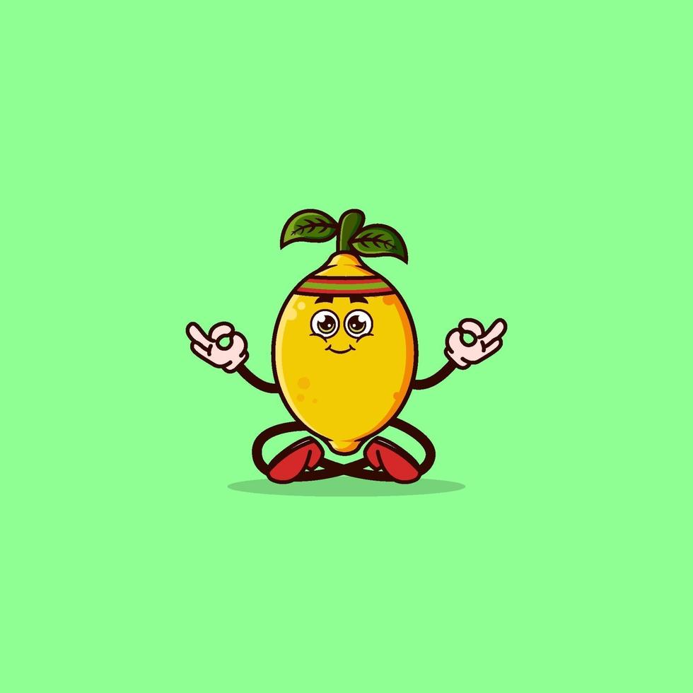Cute Lemon character meditating vector