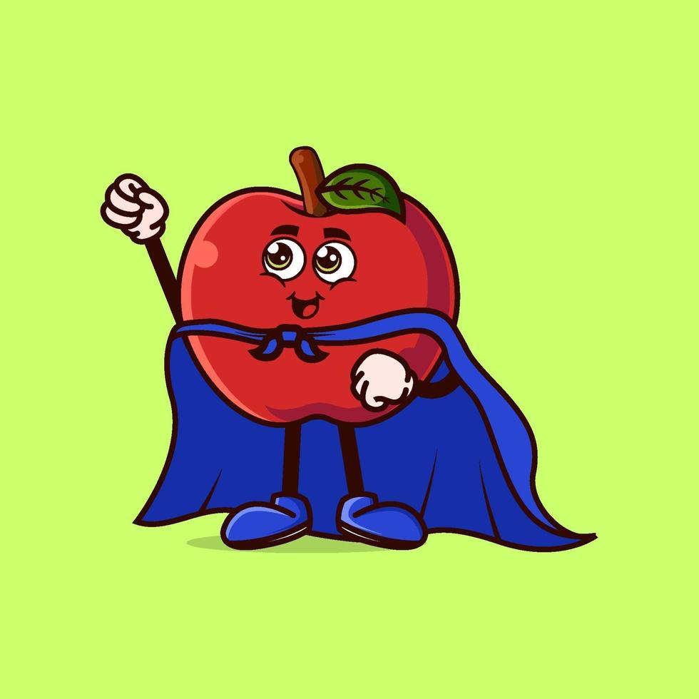 Cute Apple character with Super hero costume vector