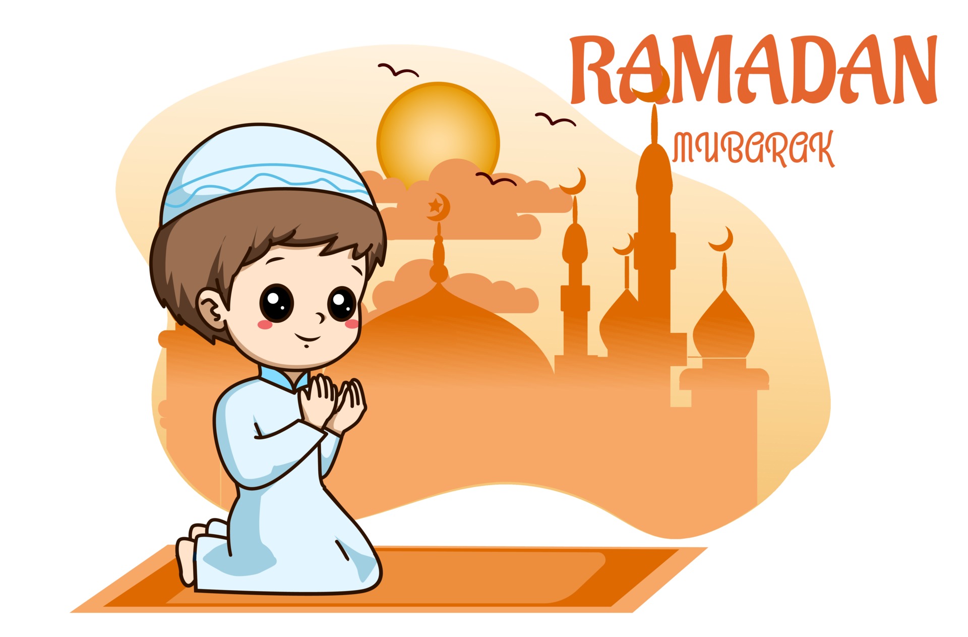 niño musulmán rezando en ramadan kareem ilustración de dibujos animados  2294188 Vector en Vecteezy