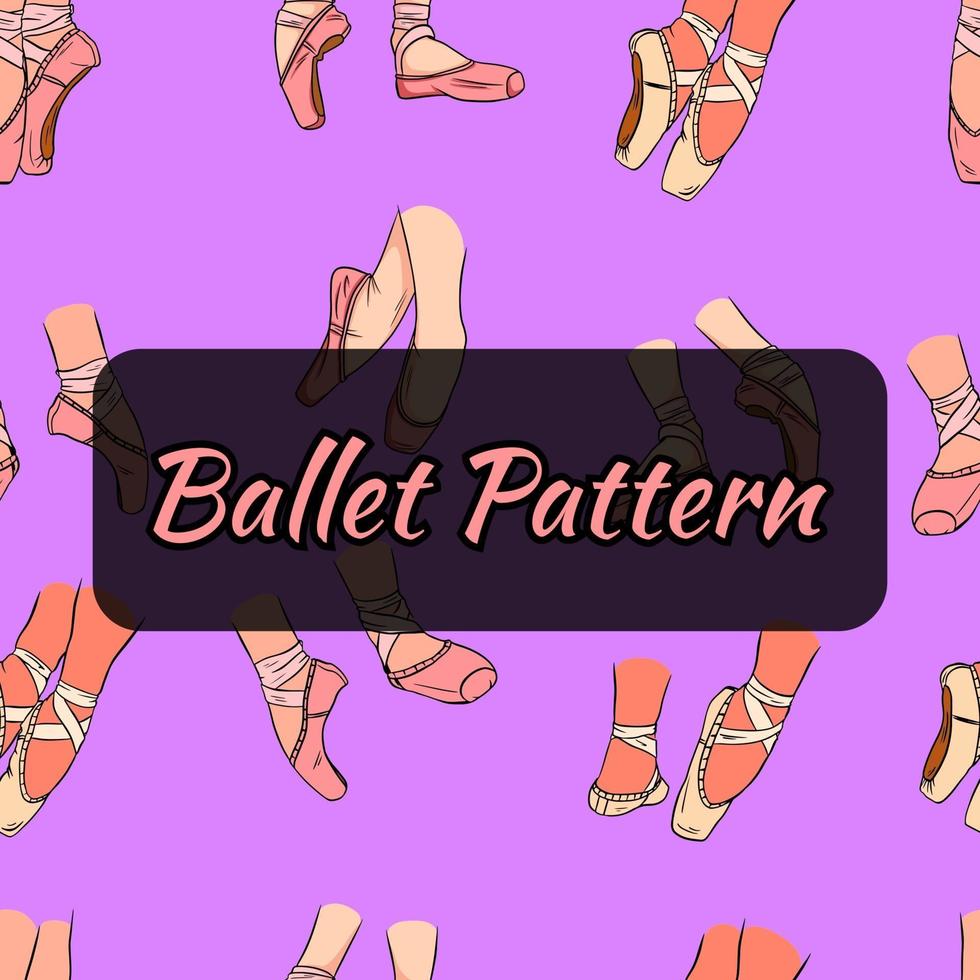 patrón con temática de ballet. zapatillas de punta en las piernas. patrón sin costuras. vector