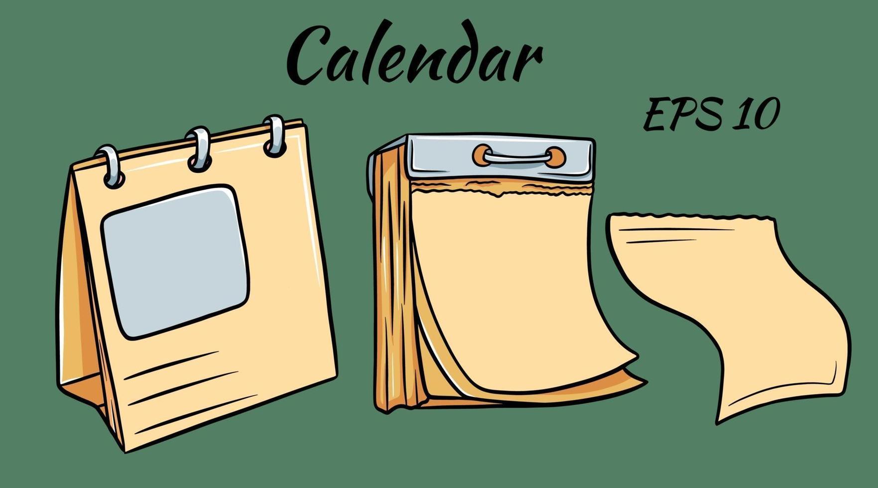 Two different calendars. One with tear-off pages. Leafy calendar. vector