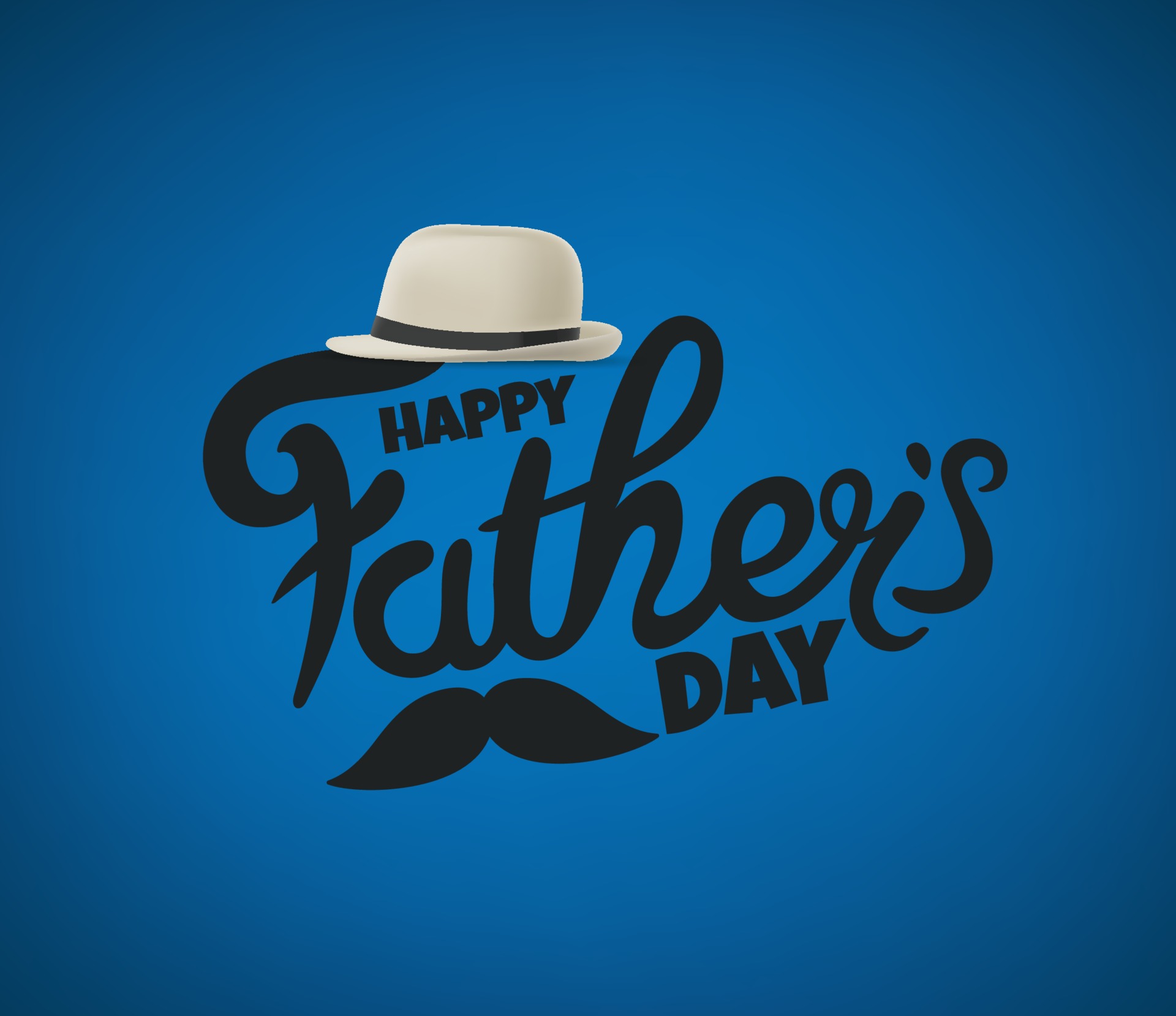 Happy fathers day vector greeting card with hat and moustache