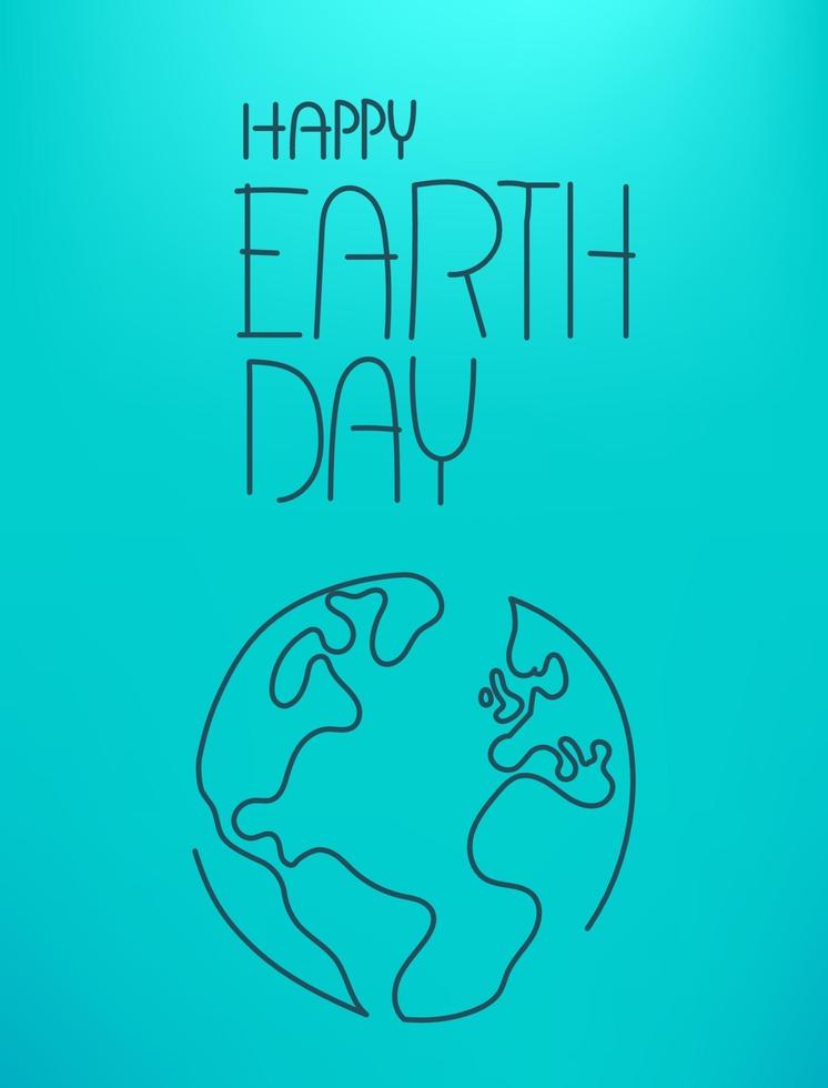 Happy Earth Day vector illustration. Linear vector illustration