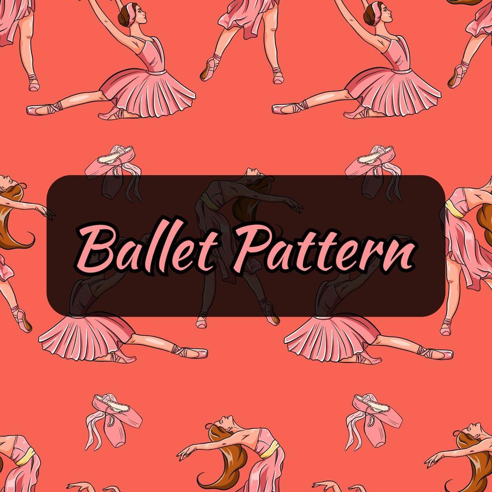 patrón con temática de ballet. bailarinas y zapatillas de punta. patrón sin costuras. vector