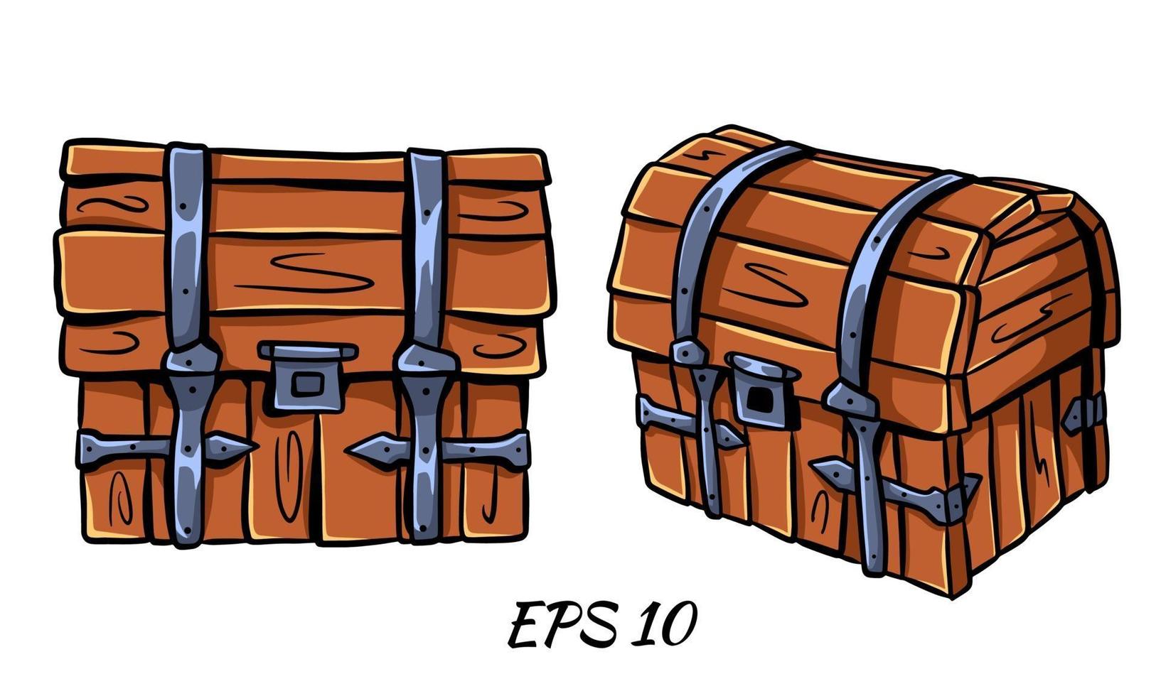 Set of chests in cartoon style. Vector