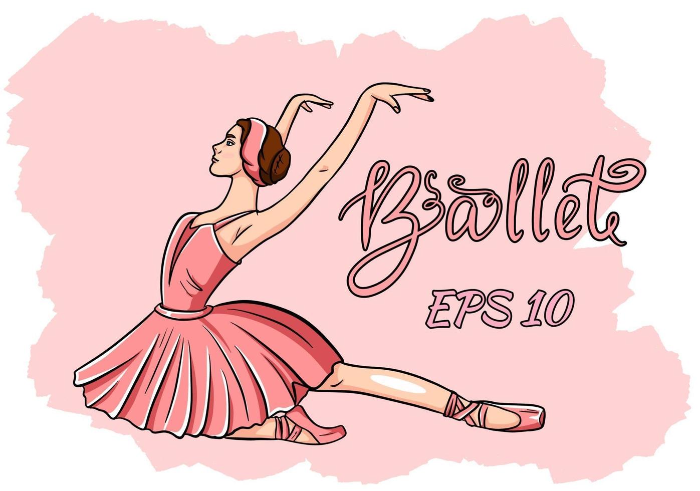 Ballerina in pointe shoes in a pink dress vector