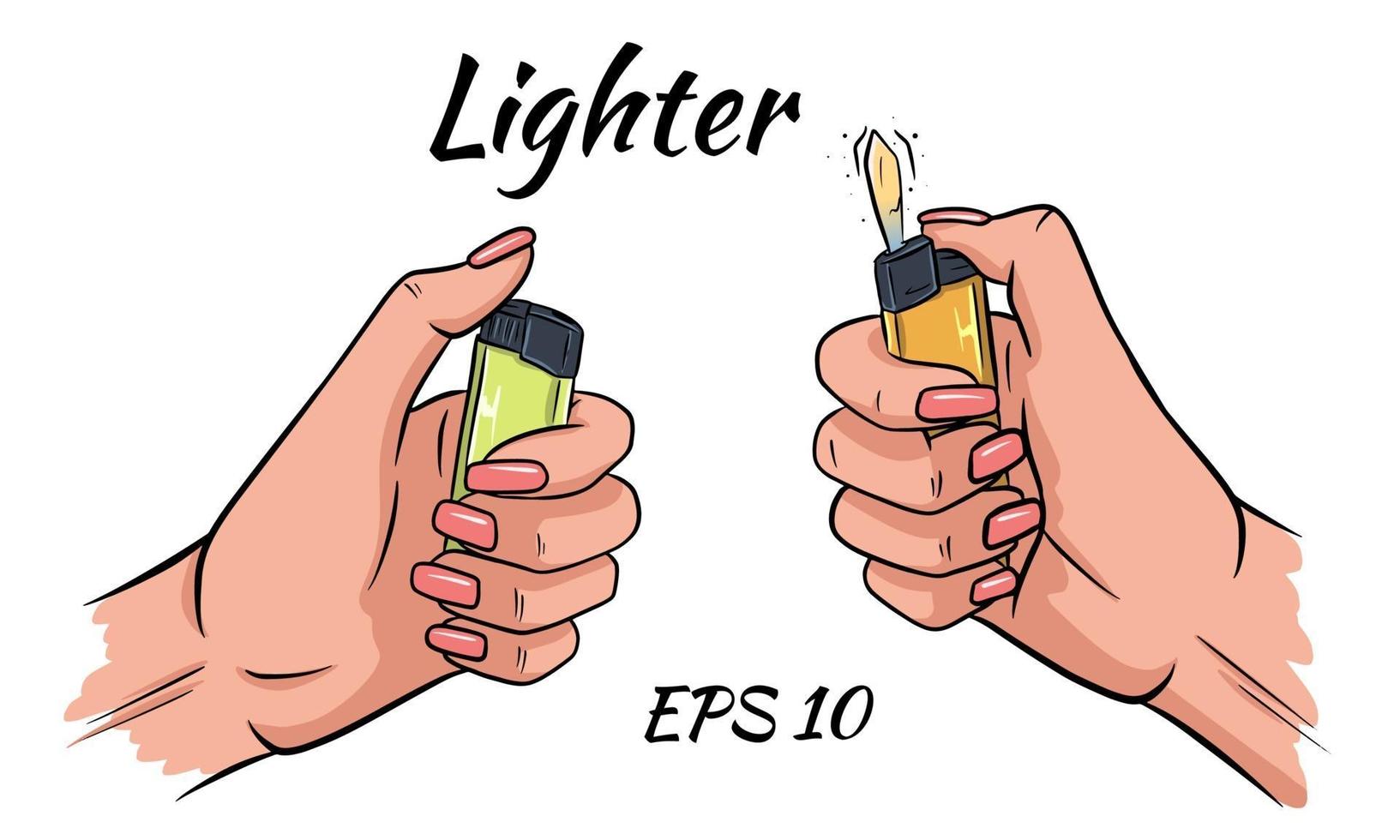 Hands holding a lighter vector