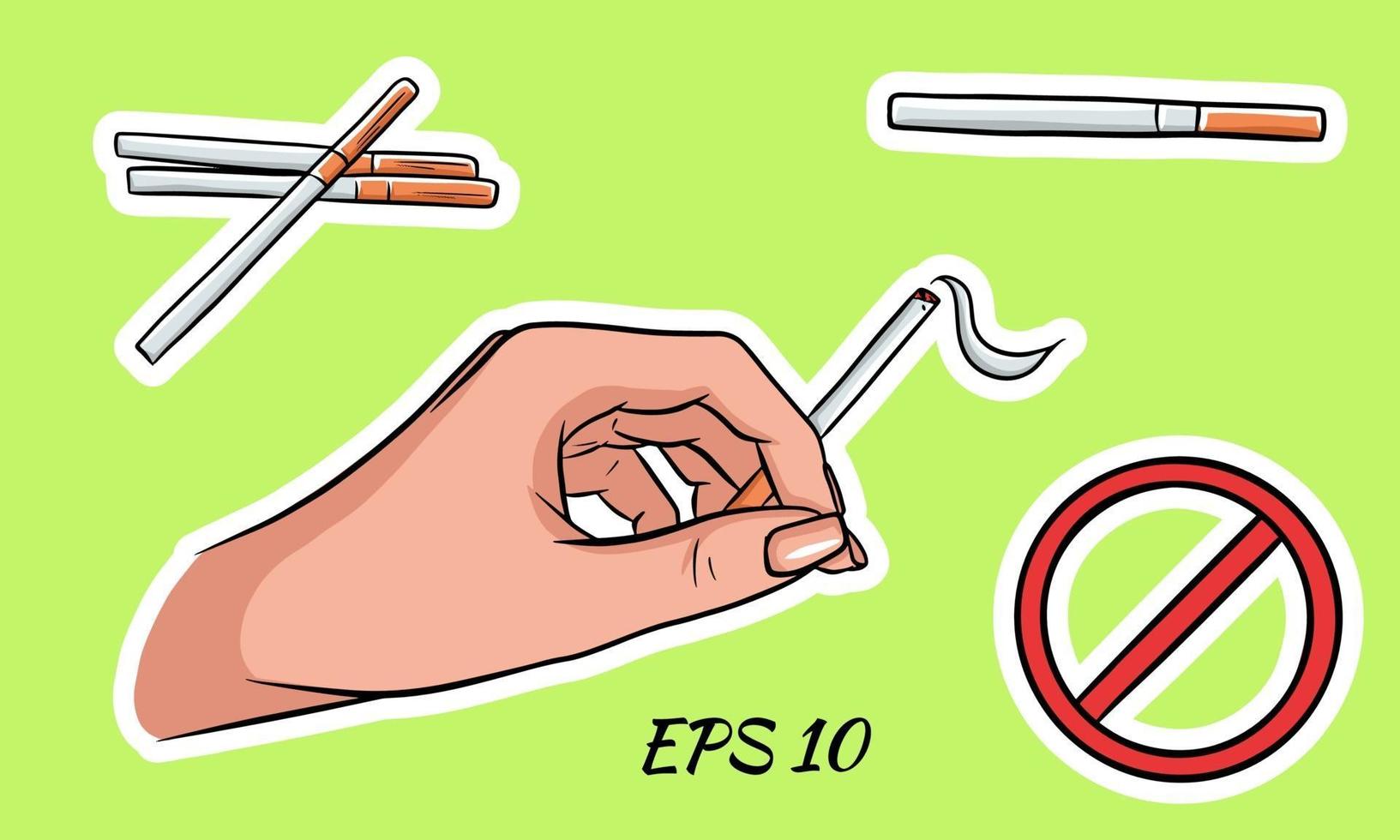 paquetes de cigarrillos en estilo de dibujos animados. vector