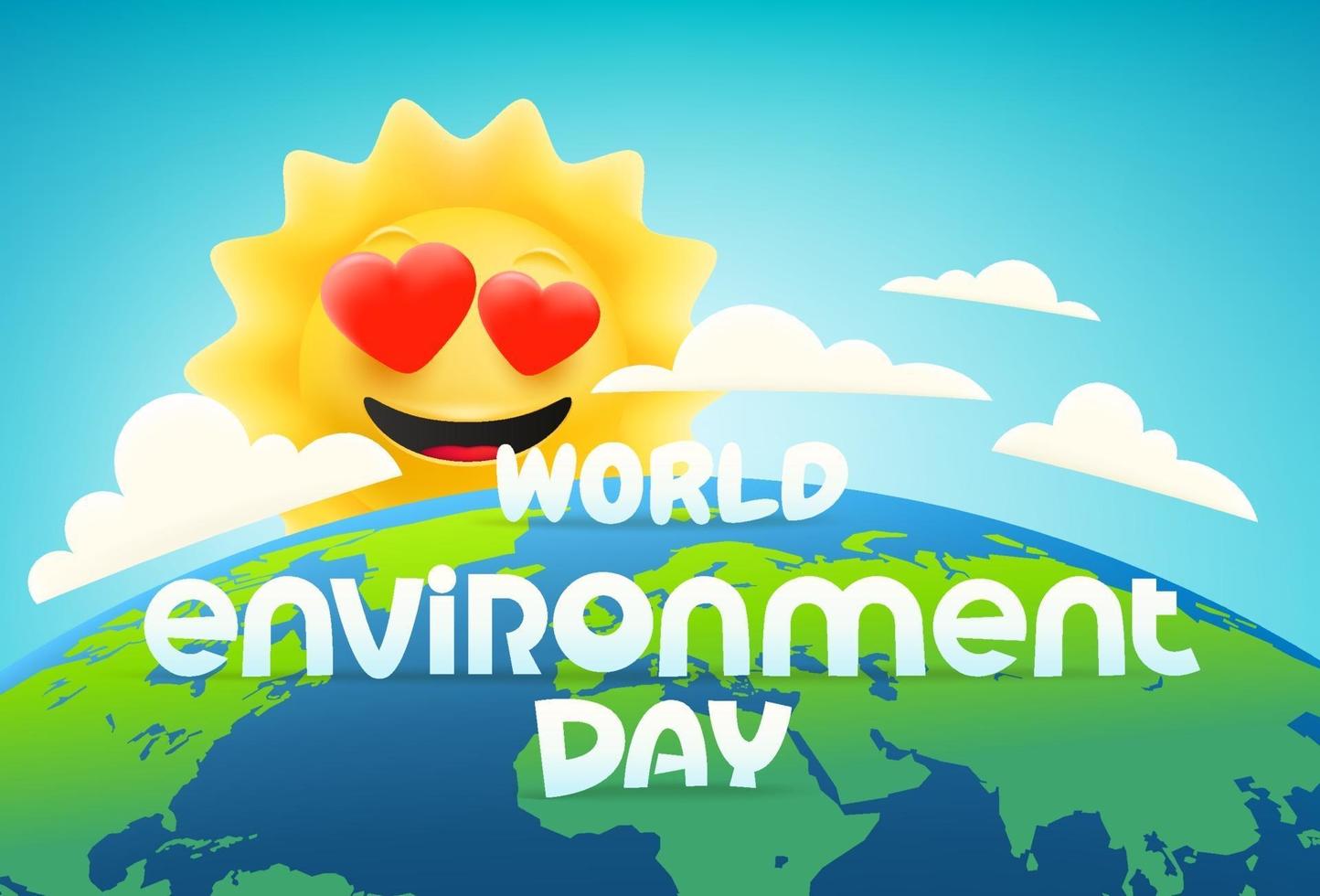 World environment day vector banner with comic sun